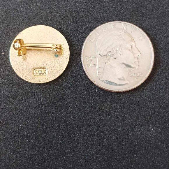 LAPEL PIN - Service Award Celebrating 5 Years of Service - Gold Tone White Blue - Picture 3 of 3